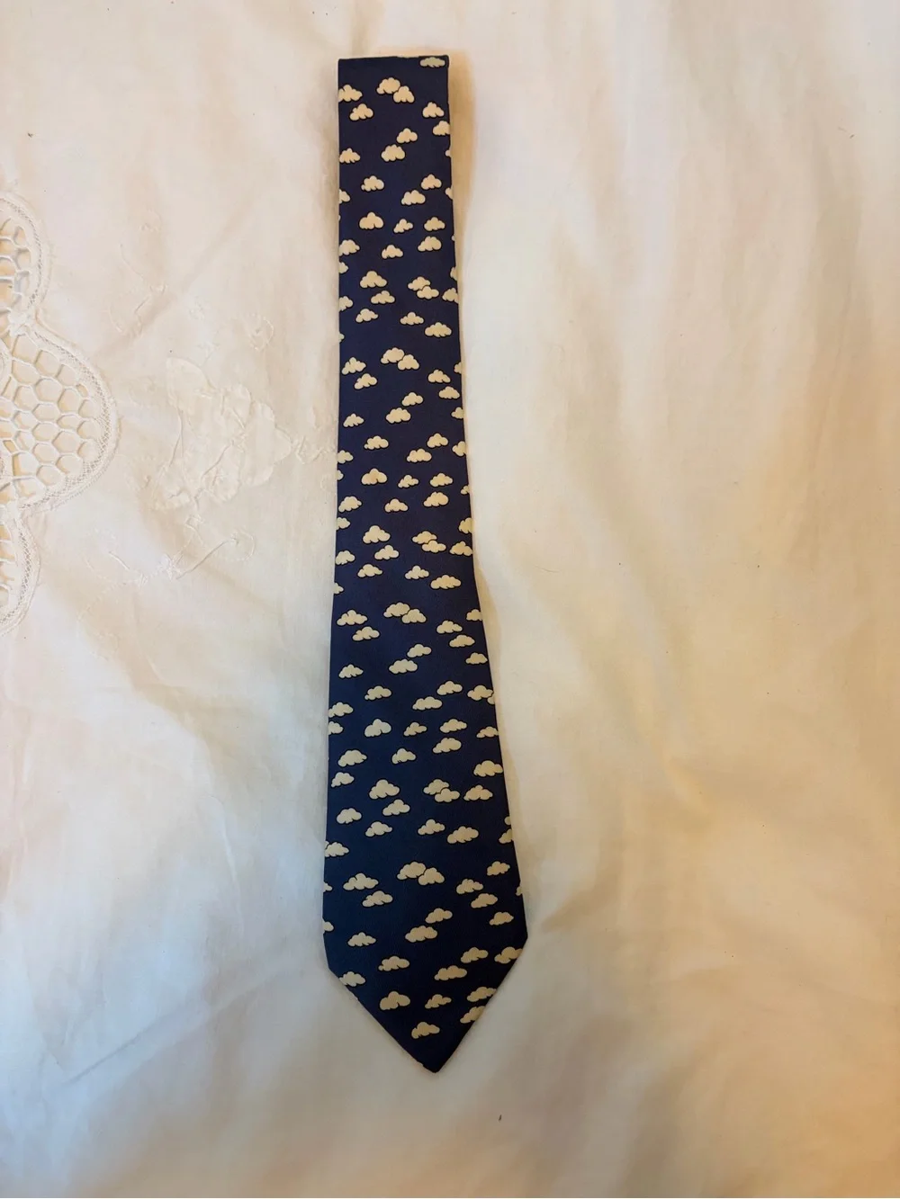 Hermes Navy Cloud Pattern Tie